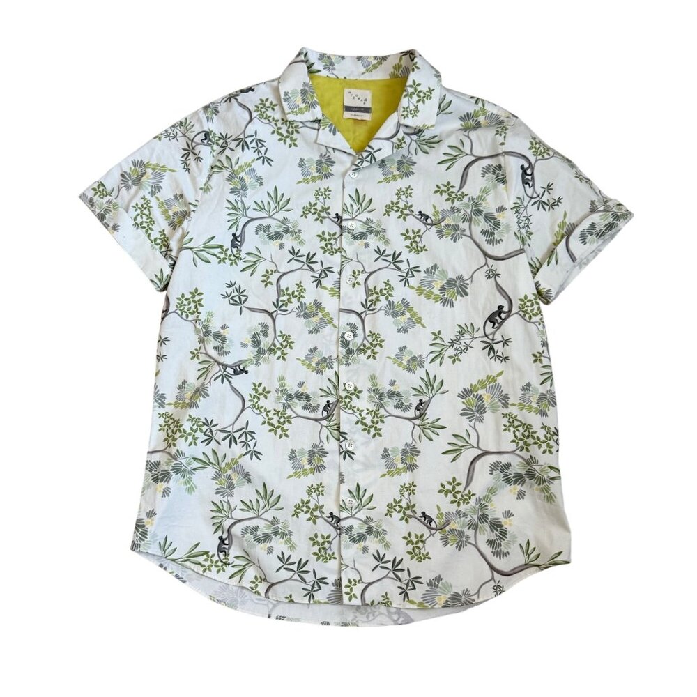 Niocobar Men's Medium Classic Fit Short Sleeve Floral Print Shirt